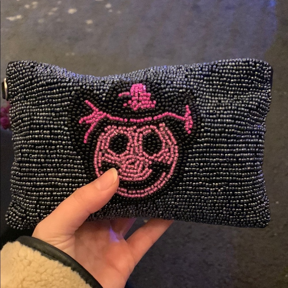 Beaded Clutch - Black and Pink
